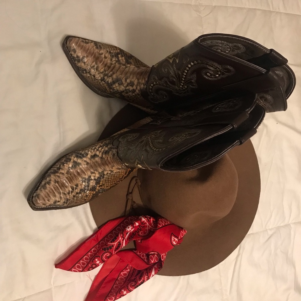 Circle G Western Real Python Leather Boots 8.5 - image 3